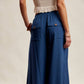 Pleated Waist Wide Leg Pants
