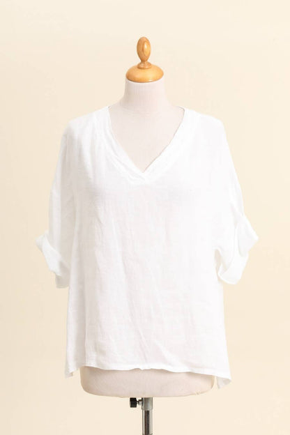 Linen V-Neck Blouse