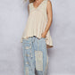 Sleeveless loose fit v-neck babydoll casual knit top