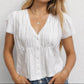 Ladies Boho V-Neck Lace Trim Solid Color Short Sleeves Top