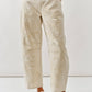 EMBROIDERED COTTON BARREL PANTS