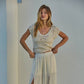Knit Sweater Cotton Crochet V-Neck Cap Sleeve Top