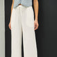 LINEN BLEND CROPPED WIDE LEG PANTS