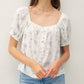 White and Blue Floral Blouse