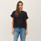 EYELET LACED OVERSIZE DOLMAN SLEEVE TOP