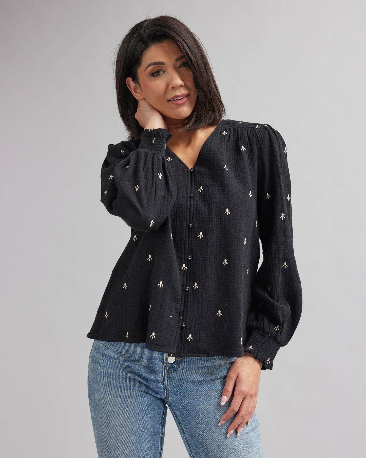 Classic Embroidered Long Sleeve Top