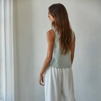 Knit Cotton Scoop Neck Sleeveless Tank Top