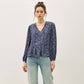 FLORAL PRINT V-NECK CHIFFON BLOUSE TOP