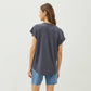 BACK RAW EDGE DETAILED V-NECK LINEN TEE