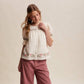 Embroidered Textured Puff-Sleeve Blouse