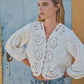 Embroidery Balloon Sleeve Blouse