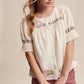 Embroidered Textured Puff-Sleeve Blouse
