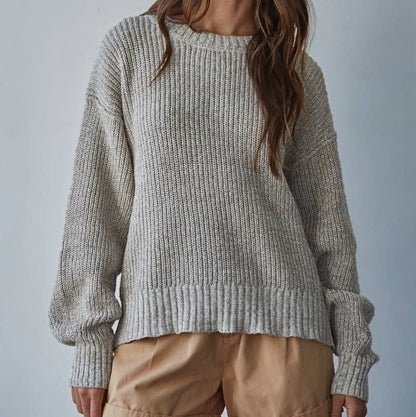 Knit Sweater Cotton Ribbed High Mock Neck Top