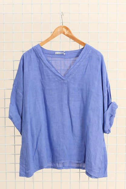 Linen V-Neck Blouse