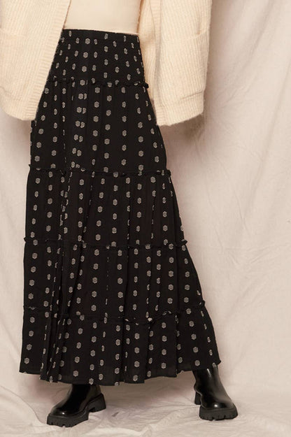 Polka Dot Tiered Maxi Skirt