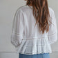 Woven Cotton V-Neck Quarter Sleeve Top