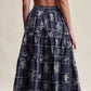 Embroidered Patchwork Tiered Midi Skirt