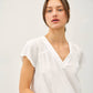 FLOWY CAP SLEEVE V-NECK TOP