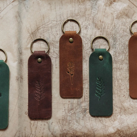 Floral Leather Key Rings