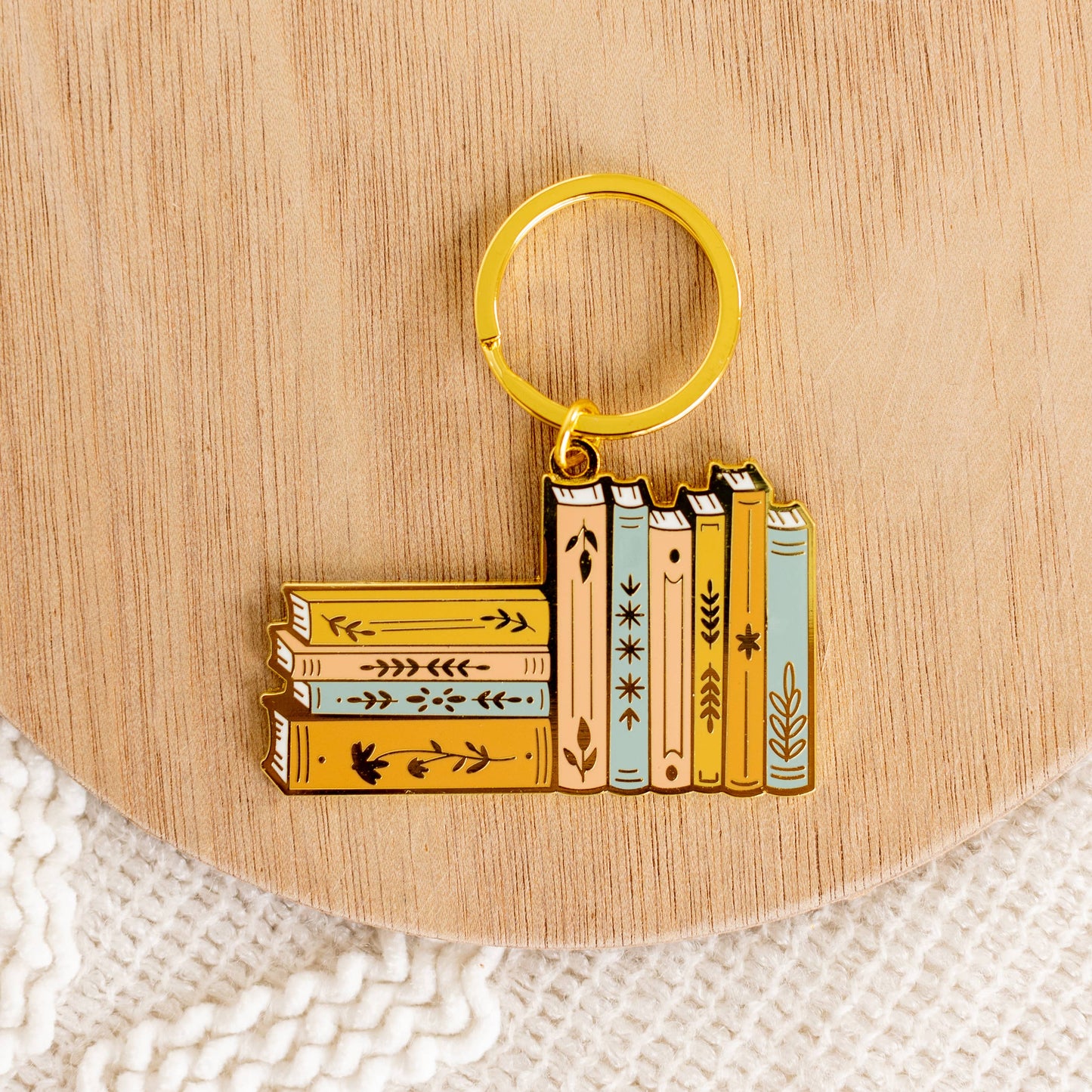 Stack of Books Metal Keychain