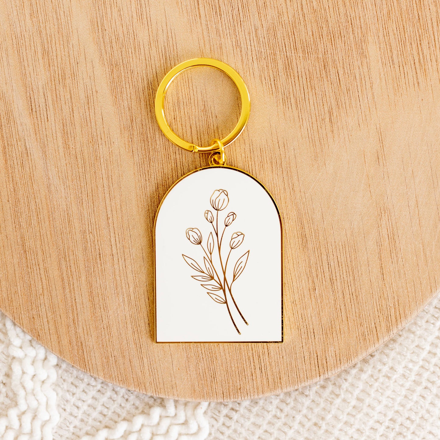 Arch and Tulip Metal Keychain
