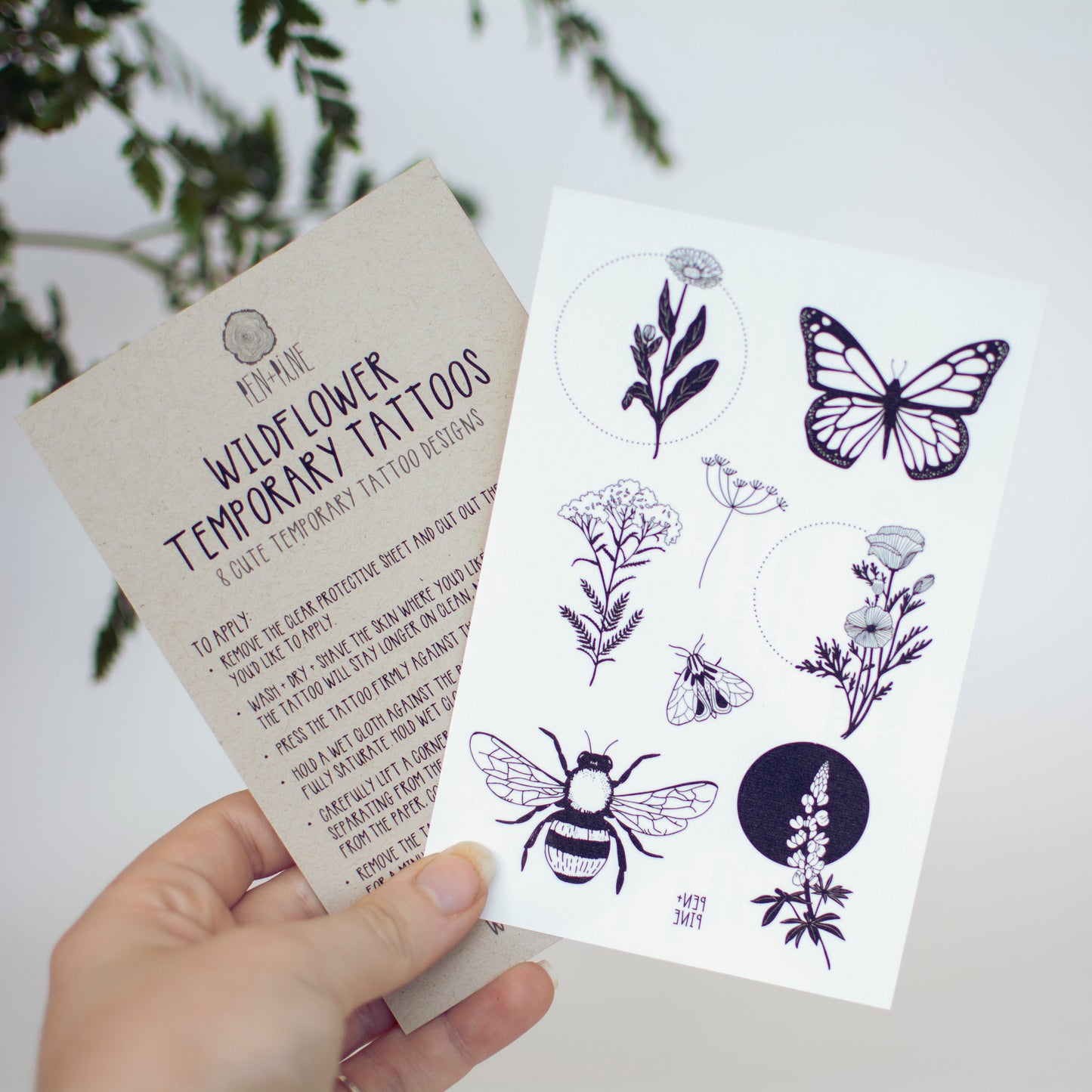 Wildflower Temporary Tattoo Sheet