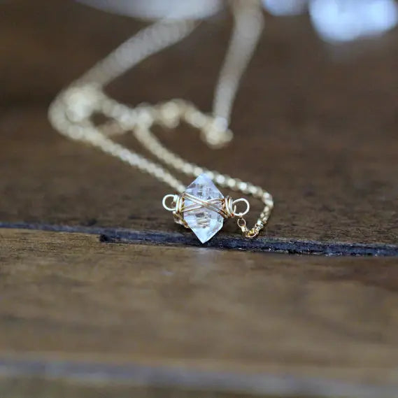 Herkimer Diamond Caged Necklace